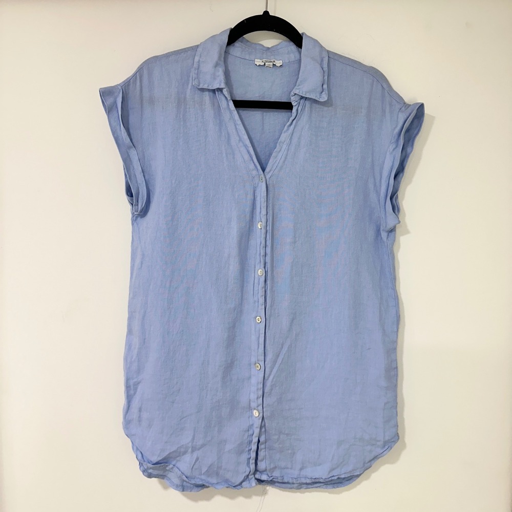 Rosemarine 100% Linen Button Down Shirt Womens Medium Blue Made in Italy Coastal